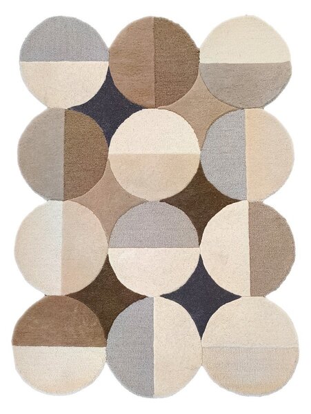 Tappeto greige in lana tessuto a mano 120x170 cm Mia Ellipse – Flair Rugs
