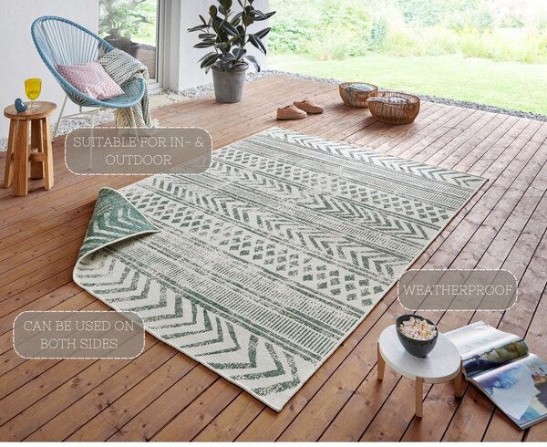 Tappeto da esterno verde e crema , 200 x 290 cm Biri - NORTHRUGS
