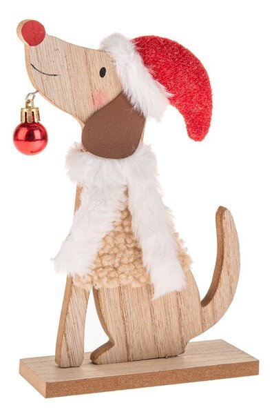 Statuetta natalizia in legno (altezza totale 21 cm) Dog – Dakls