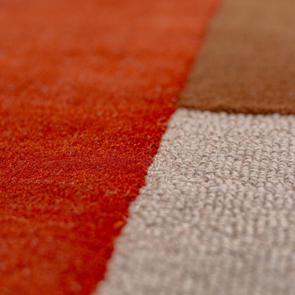 Tappeto rotondo color mattone in lana tessuto a mano ø 150 cm Mia Segment – Flair Rugs