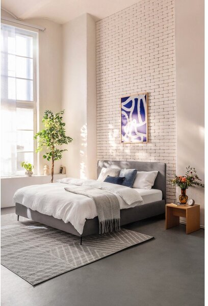 Letto matrimoniale imbottito grigio con rete inclusa 160x200 cm Noira Slim – Bonami Selection