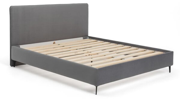 Letto matrimoniale imbottito grigio con rete inclusa 160x200 cm Noira Slim – Bonami Selection