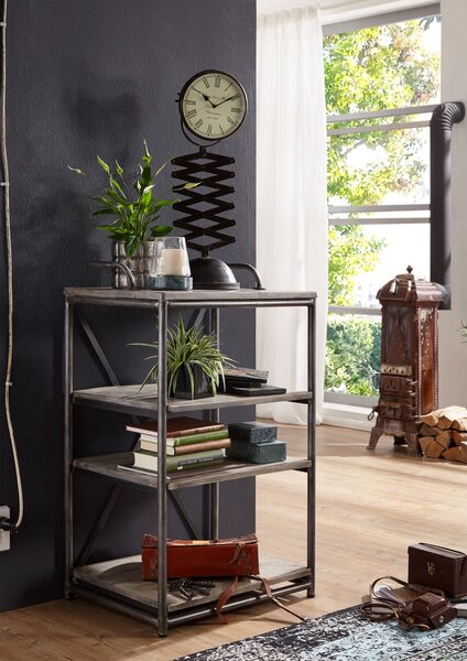 Libreria scala in ferro stile design industriale 3 livelli cm 105 x 35 x  105 H