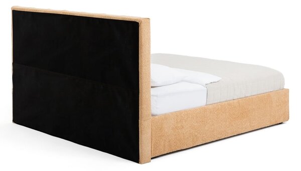Letto matrimoniale imbottito color senape con contenitore con rete inclusa 160x200 cm Thessa Bold Line – Bonami Selection