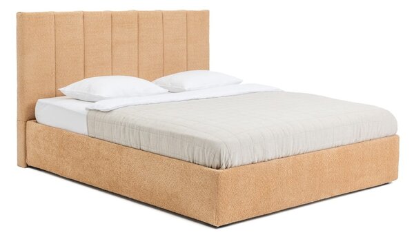 Letto matrimoniale imbottito color senape con contenitore con rete inclusa 160x200 cm Thessa Bold Line – Bonami Selection