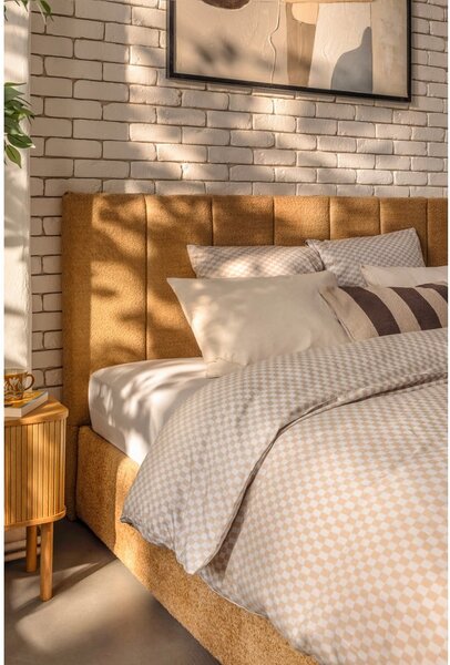 Letto matrimoniale imbottito color senape con contenitore con rete inclusa 160x200 cm Thessa Bold Line – Bonami Selection