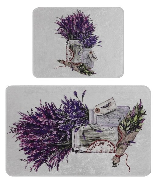 Set di tappetini per il bagno viola/grigio chiaro 2 pz 60x100 cm Purpura – Foutastic