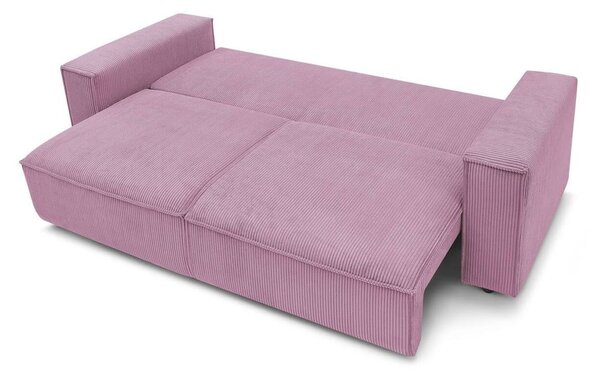 Divano letto in velluto a coste rosa 245 cm Nihad - Bobochic Paris