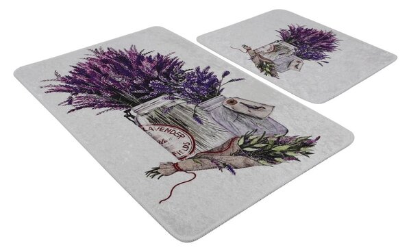Set di tappetini per il bagno viola/grigio chiaro 2 pz 60x100 cm Purpura – Foutastic