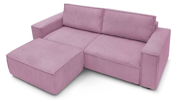 Divano letto in velluto a coste rosa 245 cm Nihad - Bobochic Paris