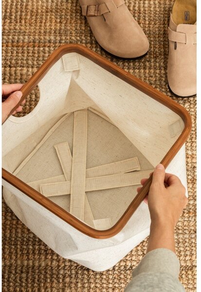 Scatola color crema in tessuto 30x30x30 cm Bamboo/Linen Cube – Bigso