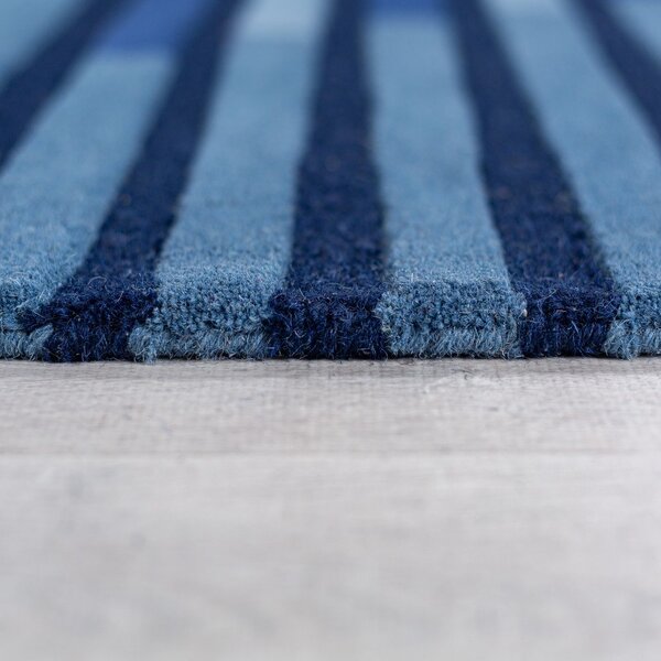 Tappeto blu scuro in lana tessuto a mano 120x180 cm Conway Retro – Flair Rugs