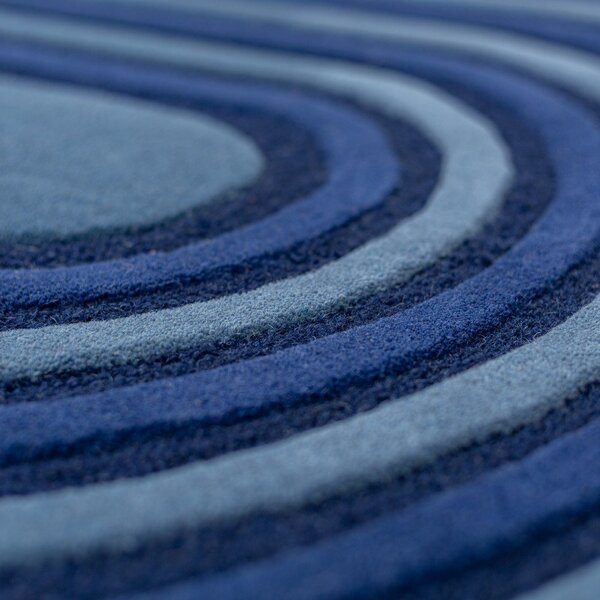 Tappeto blu scuro in lana tessuto a mano 120x180 cm Conway Retro – Flair Rugs
