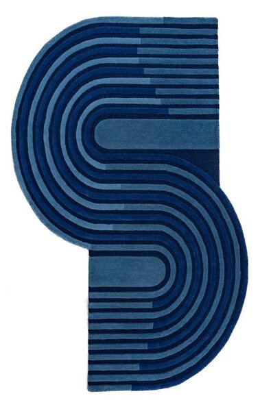 Tappeto blu scuro in lana tessuto a mano 120x180 cm Conway Retro – Flair Rugs