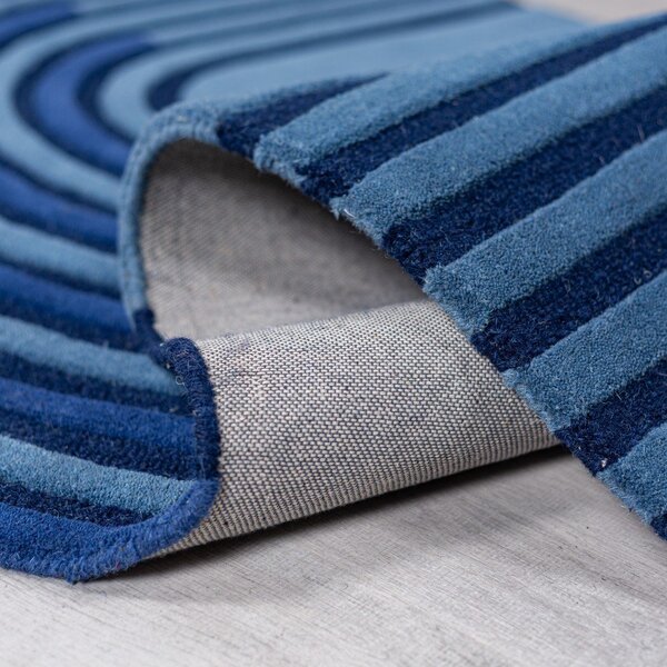Tappeto blu scuro in lana tessuto a mano 120x180 cm Conway Retro – Flair Rugs