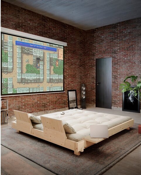 Letto matrimoniale marrone in pino massiccio con rete inclusa 160x200 cm Social – Karup Design