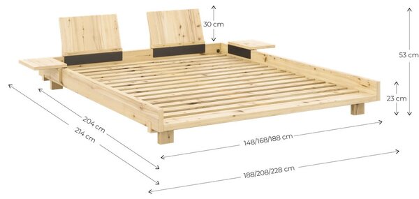Letto matrimoniale marrone in pino massiccio con rete inclusa 160x200 cm Social – Karup Design