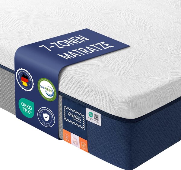 Materasso da 90 x 200 cm in gel memory foam, di media rigidità | Colore: blu | Dimensioni: 90x200x25 cm