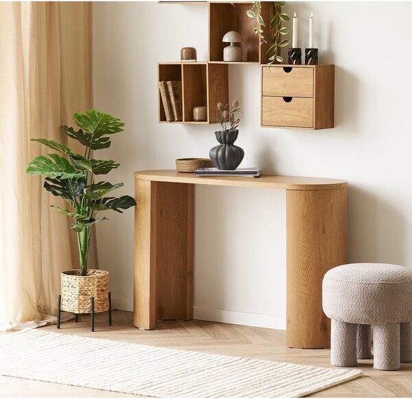 Tavolo consolle di colore naturale con effetto rovere 38x114 cm Bibione – House Nordic