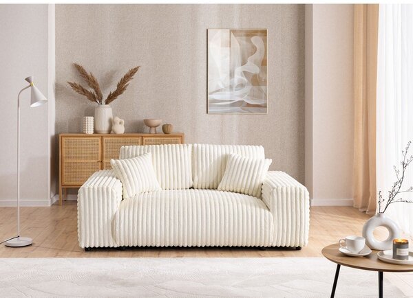 Divano color crema con rivestimento in velluto a coste 178 cm Justin – Ropez