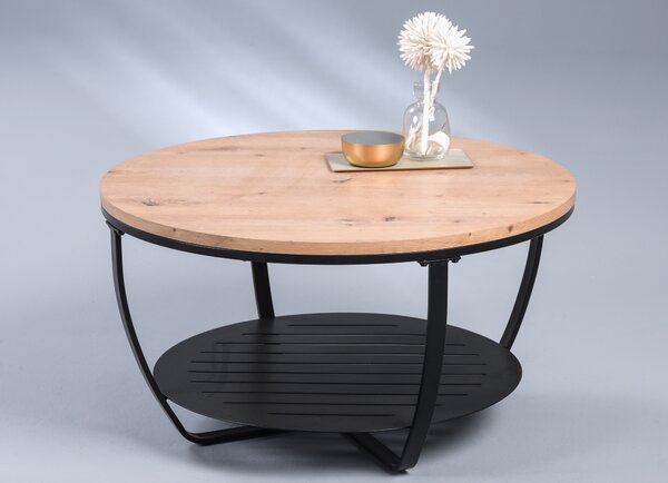 Tavolino "Palermo" in nero - con ripiano - H=43cm, P=80cm