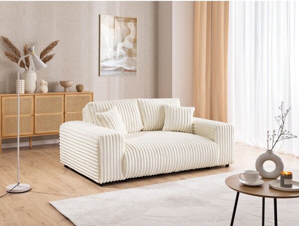 Divano color crema con rivestimento in velluto a coste 178 cm Justin – Ropez