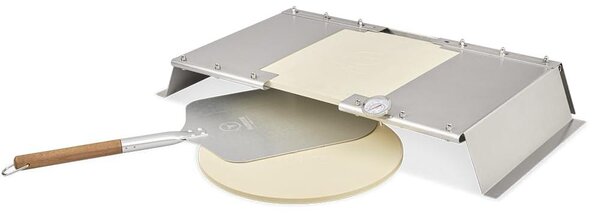 Accessorio per pizza, forno per pizza, barbecue a gas - Larghezza regolabile - Acciaio inossidabile - 43,5 x 60 x 10 cm - Con pietra refrattaria e pala per pizza