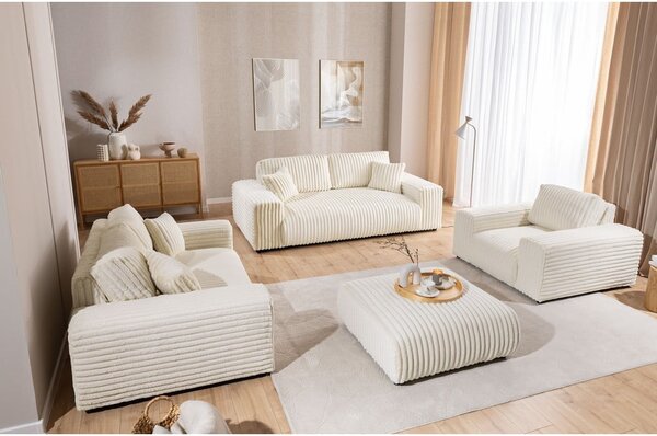 Divano color crema con rivestimento in velluto a coste 178 cm Justin – Ropez