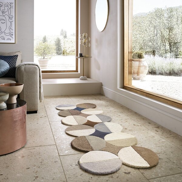 Passatoia greige in lana tessuta a mano 80x230 cm Mia Ellipse – Flair Rugs