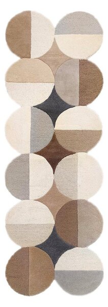 Passatoia greige in lana tessuta a mano 80x230 cm Mia Ellipse – Flair Rugs
