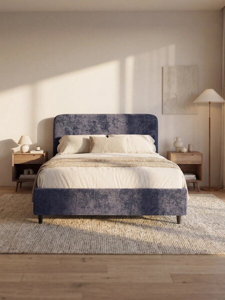KAELOS letto minimal imbottito - vano contenitore, piedi alti e testie