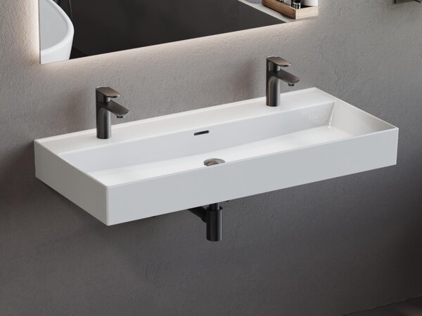 Aqua Bagno Loft Air lavabo doppio in Vetroceramica 100 cm Lavabo doppio Lavabo