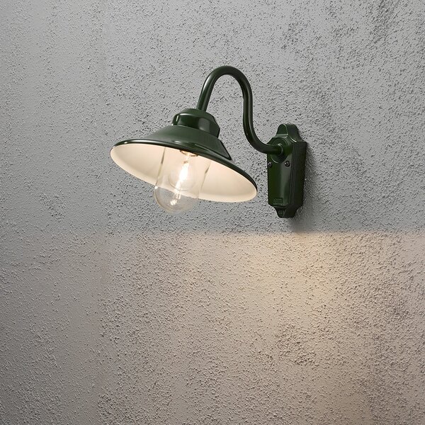 Applique Konstsmide Vega in alluminio laccato verde con vetro trasparente
