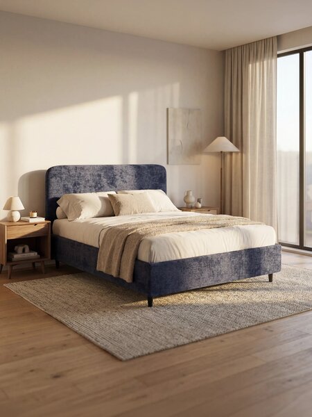 KAELOS letto minimal imbottito - vano contenitore, piedi alti e testie