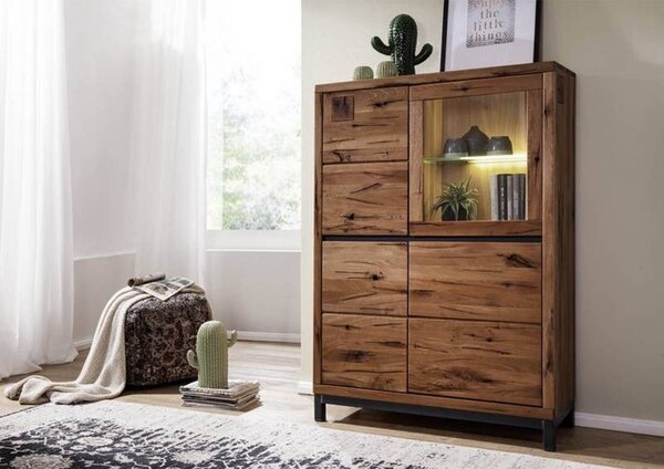 Credenza mobile per vinili 3 cassetti in legno massello di acacia