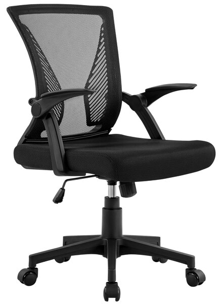 Sedia da ufficio ergonomica - Rete - Nero - Portata fino a 136 kg - Braccioli ribaltabili