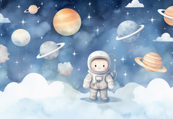 Carta da parati Astronauta allegro, Carta da parati - Muralas.it