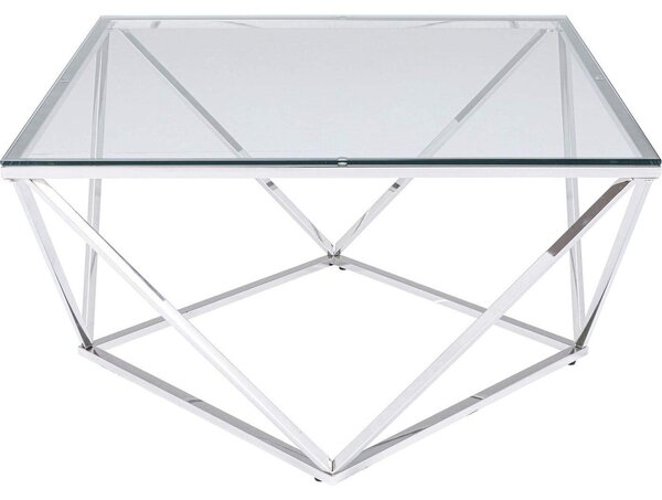 Tavolino Kare Design, modello Cristallo, colore argento, dimensioni 45x80x80 cm