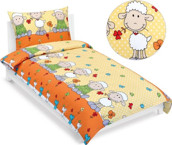 Set di lenzuola in flanella per bambini, taglia junior - 140x200 cm, 70x90 - colore arancione, giallo