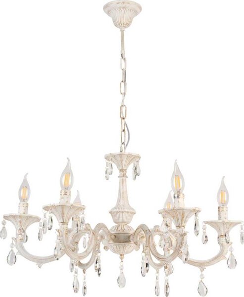Brilagi - Lampadario a catena CLASSIC 6xE14/10W/230V crema/patina