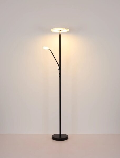Globo 59093S - Lampada da terra LED dimmerabile STANFORD 28W/230V + 5W 3000K nera