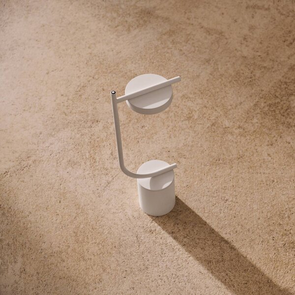 GRUPA Lampada LED da tavolo a batteria Igram, bianca, 40 cm, IP44 dimmerabile, Bianco / Opale, Soggiorno / Sala da pranzo, Metallo, Design