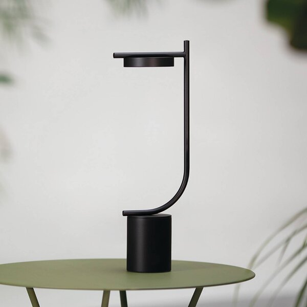 GRUPA Lampada LED da tavolo a batteria Grupa Igram, nera, 40 cm, IP44 dimmerabile, Nero, Soggiorno / Sala da pranzo, Metallo, Design