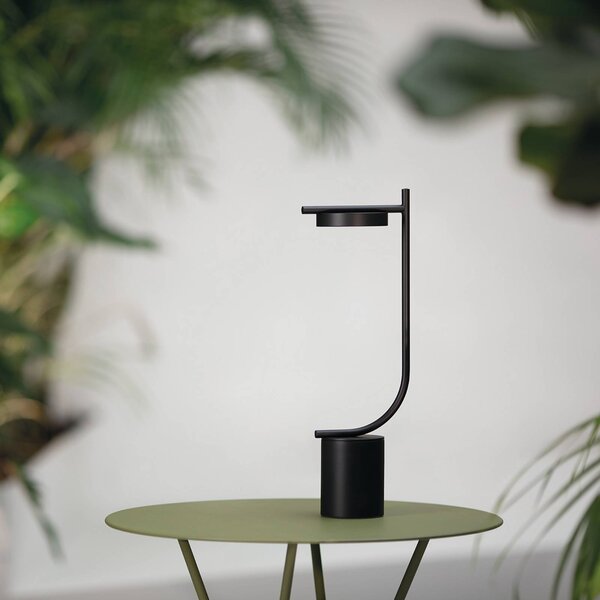 GRUPA Lampada LED da tavolo a batteria Grupa Igram, nera, 40 cm, IP44 dimmerabile, Nero, Soggiorno / Sala da pranzo, Metallo, Design