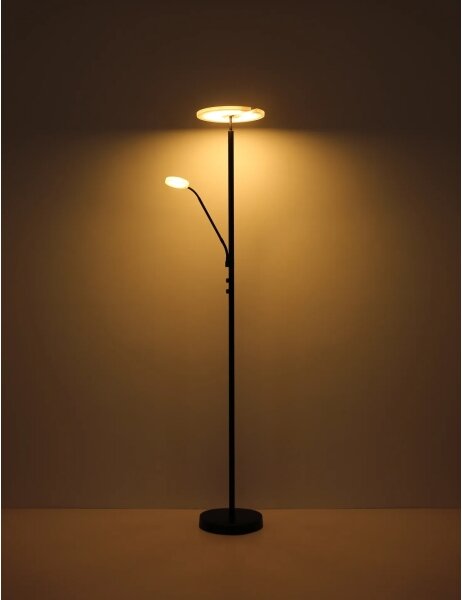 Globo 59093S - Lampada da terra LED dimmerabile STANFORD 28W/230V + 5W 3000K nera