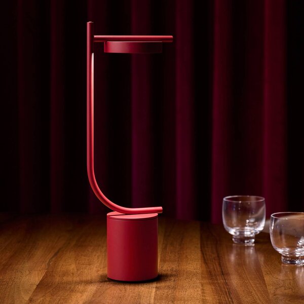 GRUPA Lampada LED da tavolo a batteria Igram, rossa, 40 cm, IP44 dimmerabile, Rosso, Soggiorno / Sala da pranzo, Metallo, Design