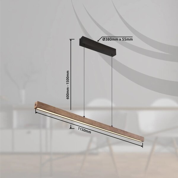 Globo 17015 - Lampadario LED a sospensione dimmerabile con touch OLIVUS LED/24W/230V 3000K marrone