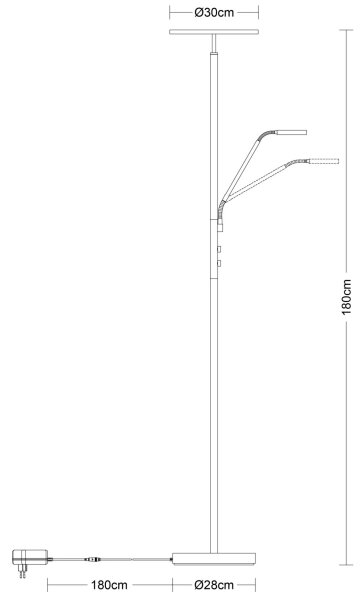 Globo 59093N - Lampada da terra LED dimmerabile STANFORD 28W/230V + 5W 3000K cromo lucido