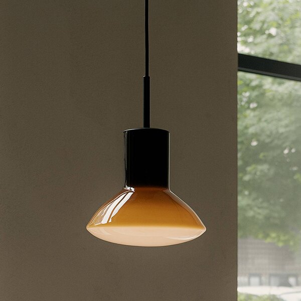 GRUPA Lampada a sospensione Onda, dimmerabile, Giallo / Arancione, Soggiorno / Sala da pranzo, Alluminio, Design, Lampada a sospensione
