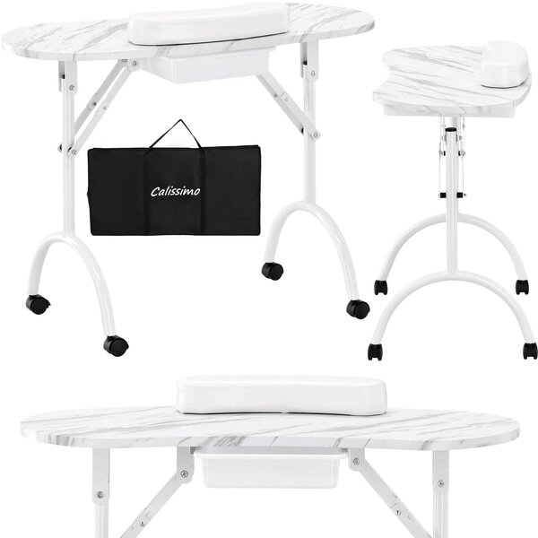 Tavolo cosmetico pieghevole per manicure mobile bianco MT-017F-WHITE